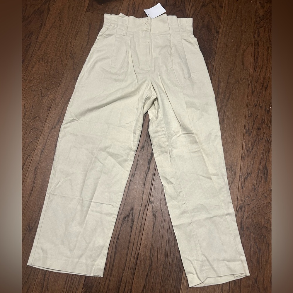Oak + Fort Cotton Linen Pleated Pant in Oatmeal